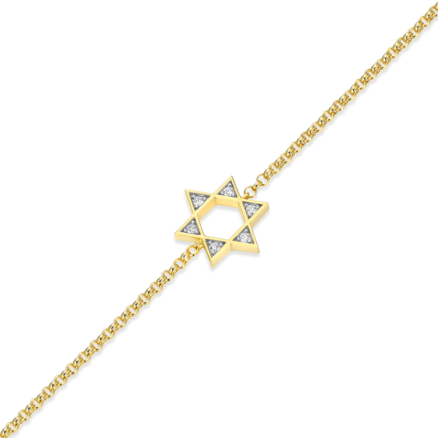 Star of David Lab-Created Diamond Bolo Bracelet in 14K Yellow Gold-Plated Sterling Silver | M by Monte Luna