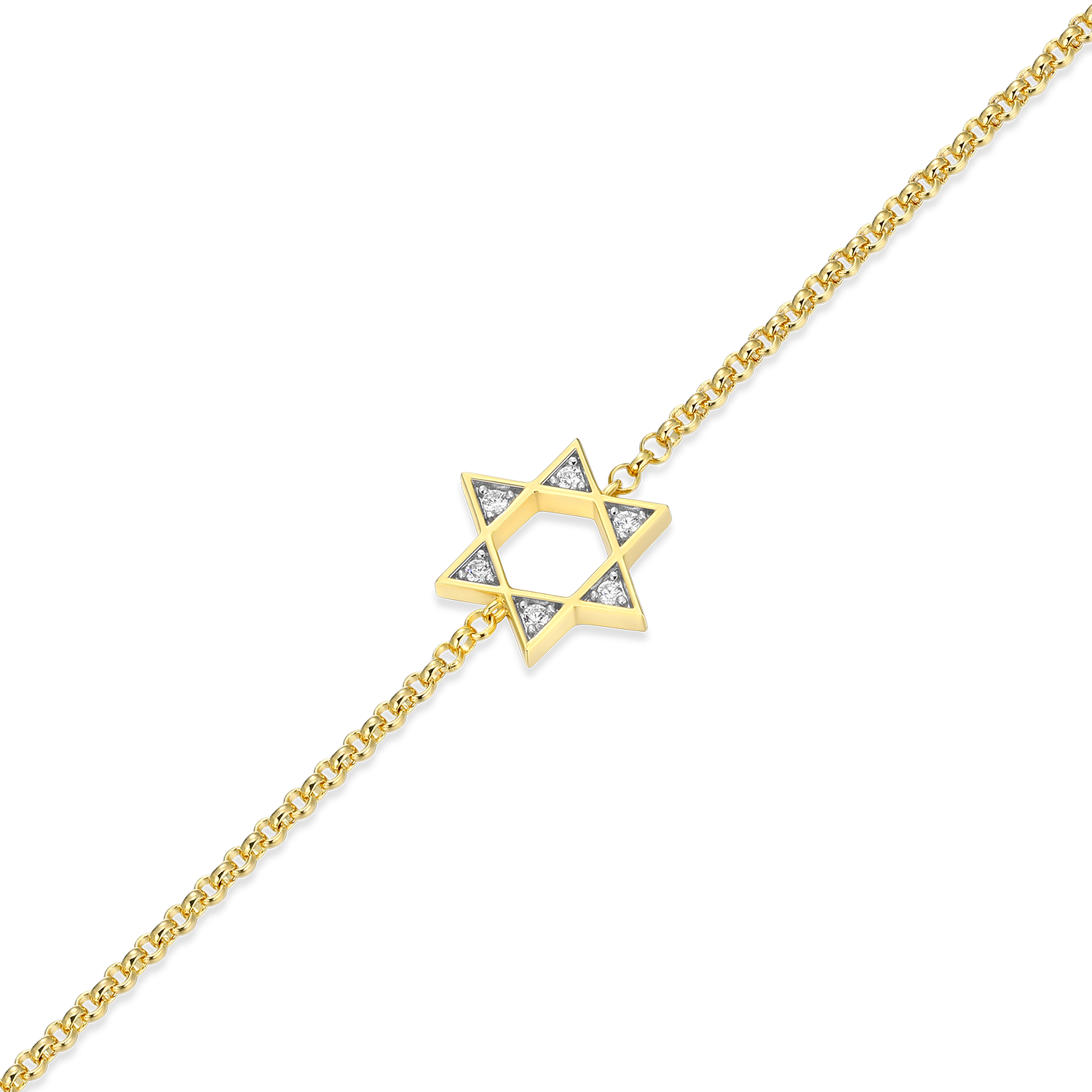 Star of David Lab-Created Diamond Bolo Bracelet in 14K Yellow Gold-Plated Sterling Silver | M by Monte Luna