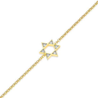 Star of David Lab-Created Diamond Bolo Bracelet in 14K Yellow Gold-Plated Sterling Silver | M by Monte Luna