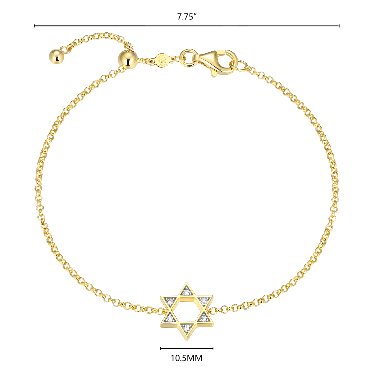 Star of David Lab-Created Diamond Bolo Bracelet in 14K Yellow Gold-Plated Sterling Silver | M by Monte Luna
