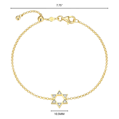 Star of David Lab-Created Diamond Bolo Bracelet in 14K Yellow Gold-Plated Sterling Silver | M by Monte Luna