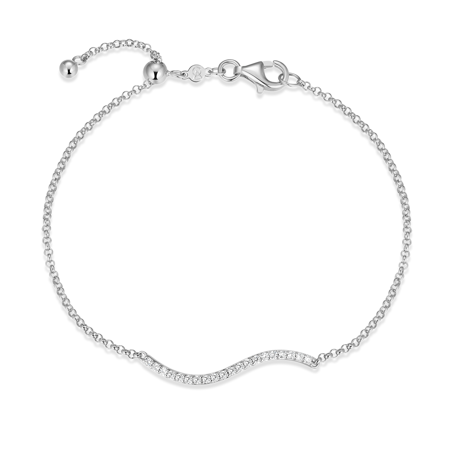 Wavy Bar Lab-Created Diamond Bolo Bracelet in Rhodium-Plated Sterling Silver | M by Monte Luna