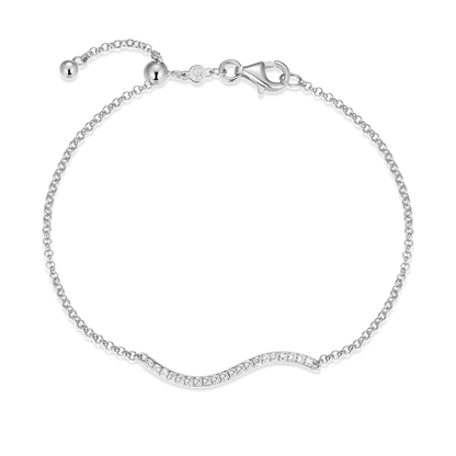 Wavy Bar Lab-Created Diamond Bolo Bracelet in Rhodium-Plated Sterling Silver | M by Monte Luna
