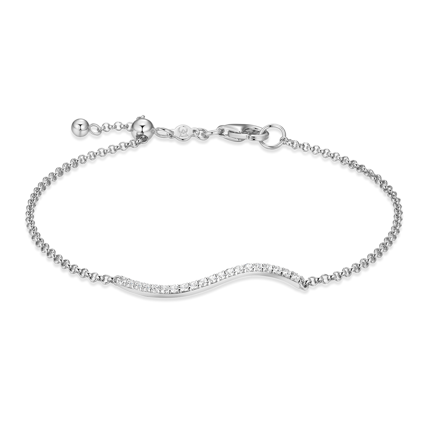 Wavy Bar Lab-Created Diamond Bolo Bracelet in Rhodium-Plated Sterling Silver | M by Monte Luna