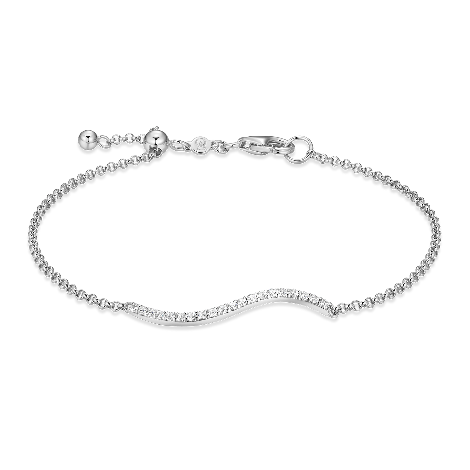 Wavy Bar Lab-Created Diamond Bolo Bracelet in Rhodium-Plated Sterling Silver | M by Monte Luna