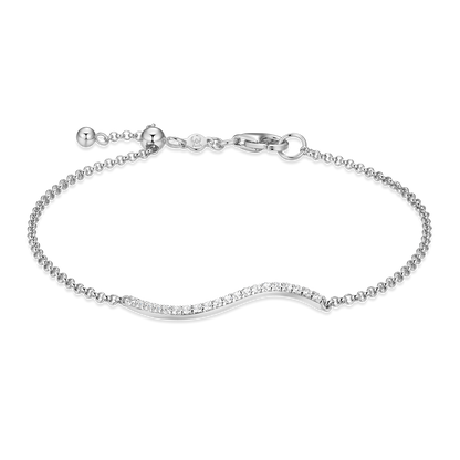 Wavy Bar Lab-Created Diamond Bolo Bracelet in Rhodium-Plated Sterling Silver | M by Monte Luna