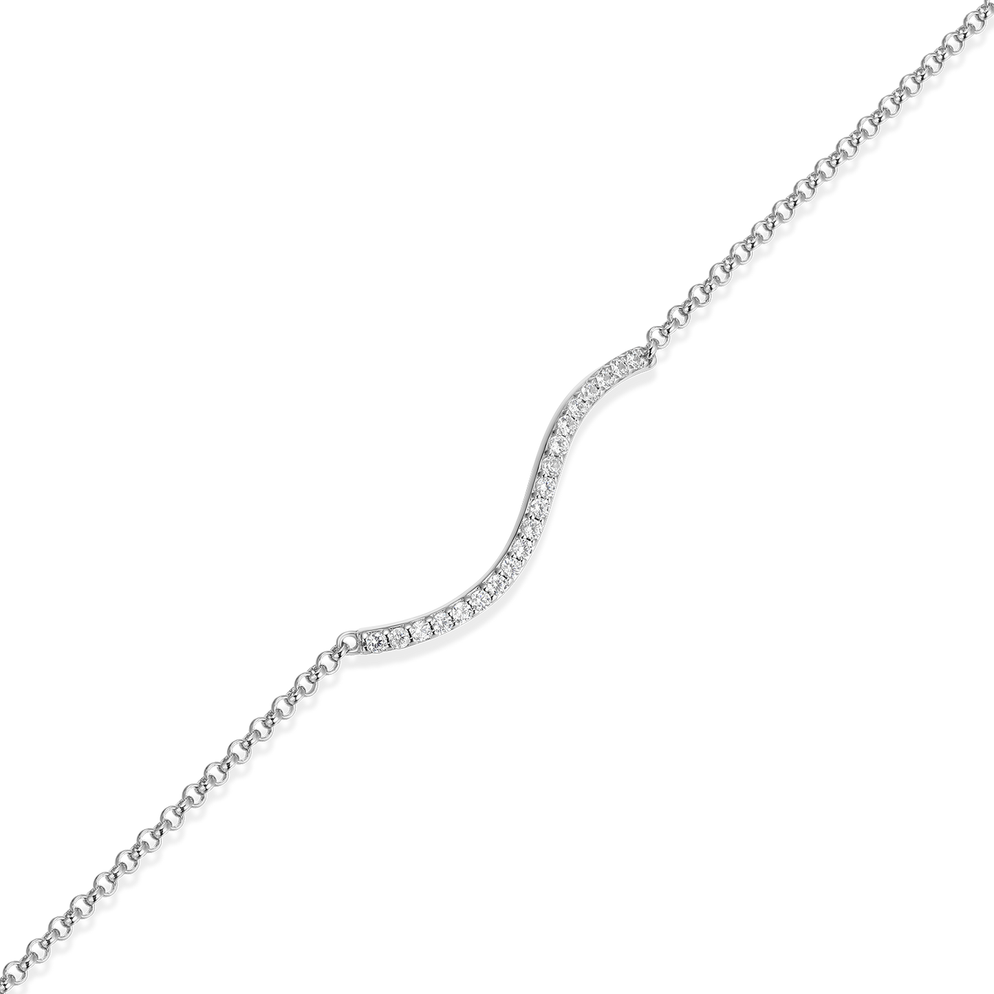 Wavy Bar Lab-Created Diamond Bolo Bracelet in Rhodium-Plated Sterling Silver | M by Monte Luna