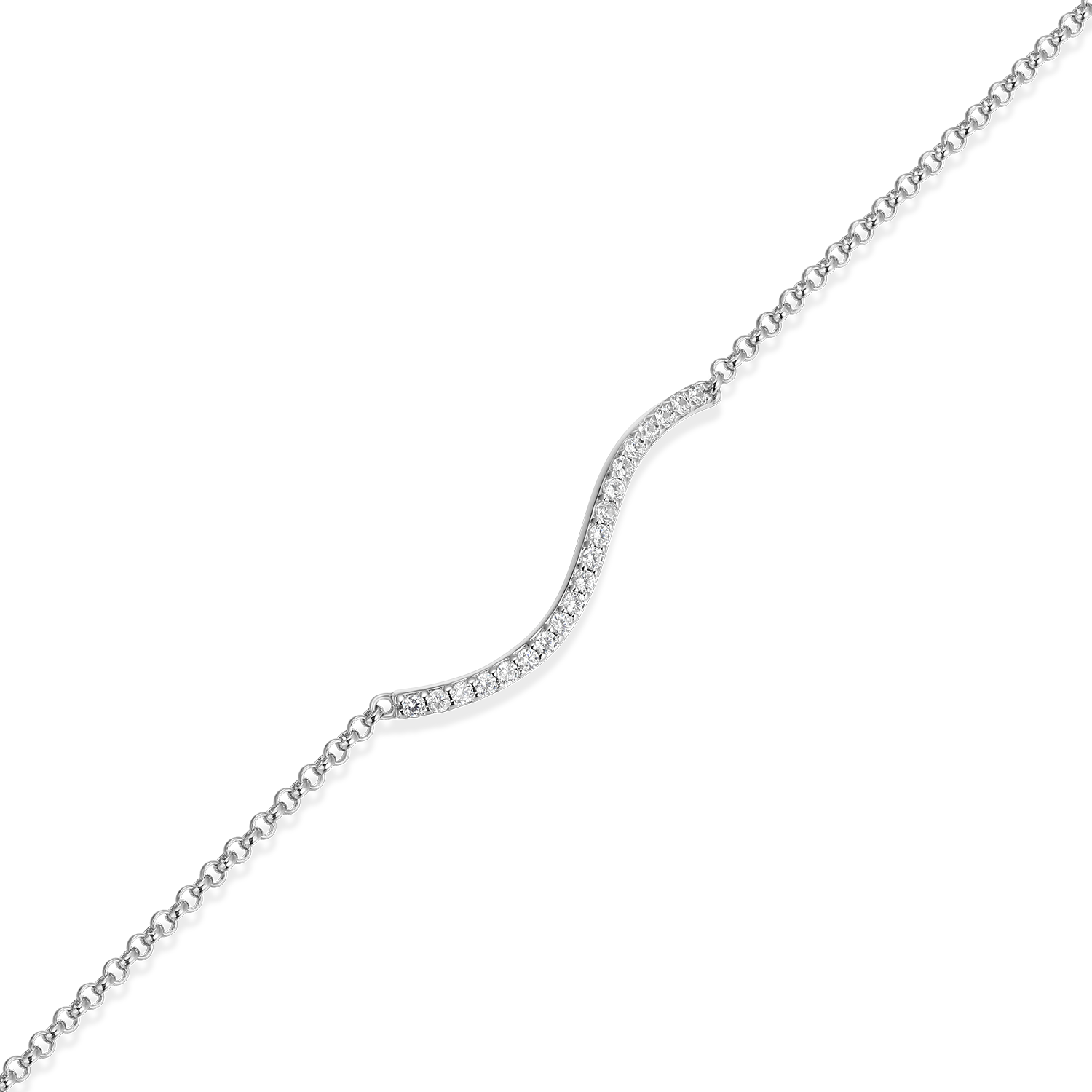 Wavy Bar Lab-Created Diamond Bolo Bracelet in Rhodium-Plated Sterling Silver | M by Monte Luna