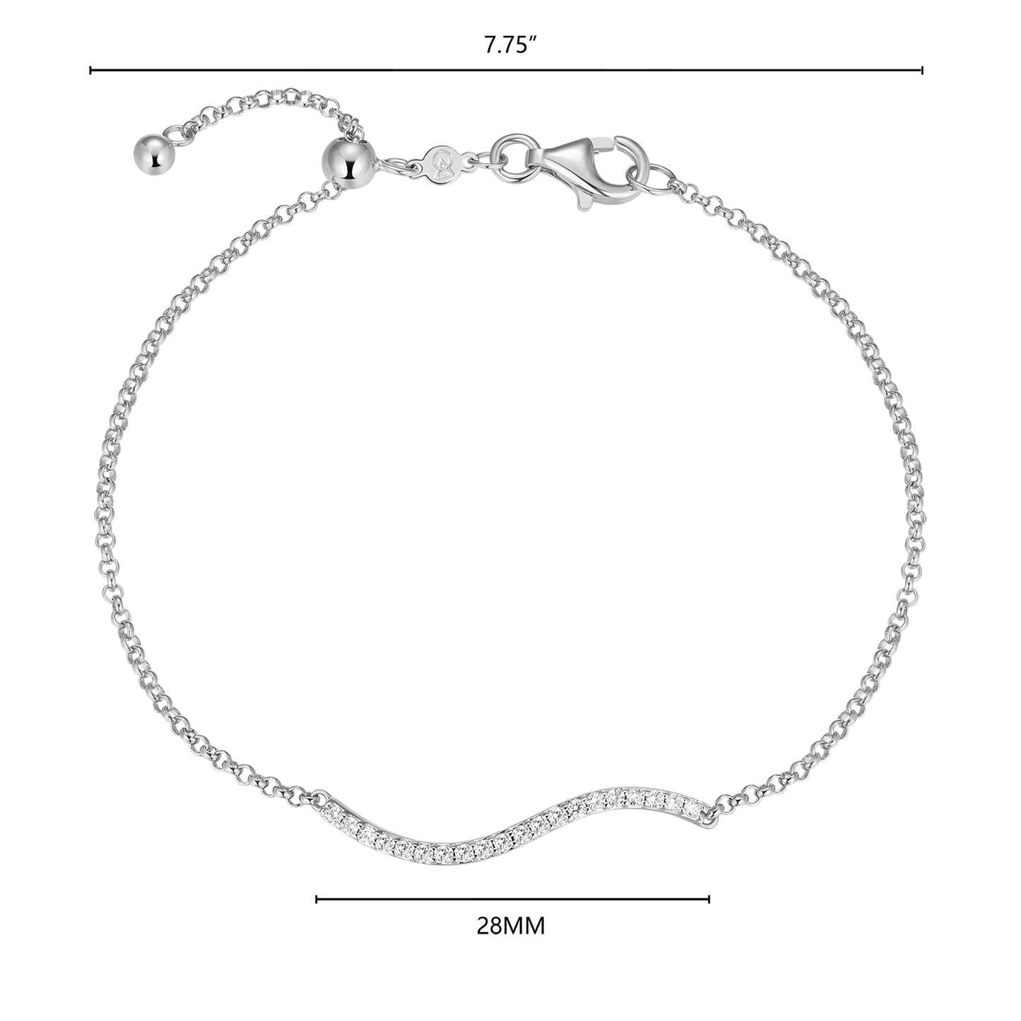Wavy Bar Lab-Created Diamond Bolo Bracelet in Rhodium-Plated Sterling Silver | M by Monte Luna