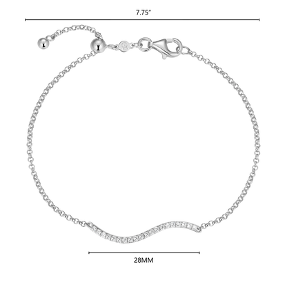 Wavy Bar Lab-Created Diamond Bolo Bracelet in Rhodium-Plated Sterling Silver | M by Monte Luna