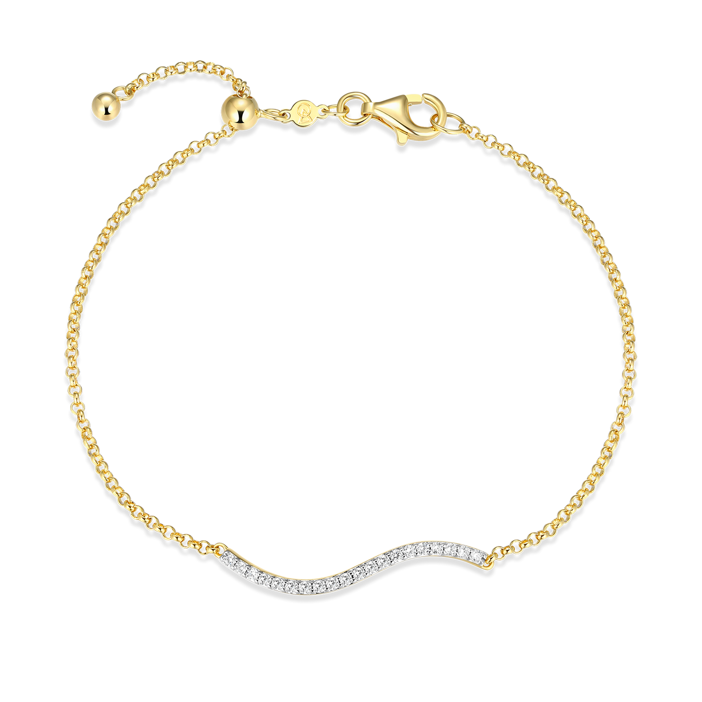 Wavy Bar Lab-Created Diamond Bolo Bracelet in 14K Yellow Gold-Plated Sterling Silver | M by Monte Luna