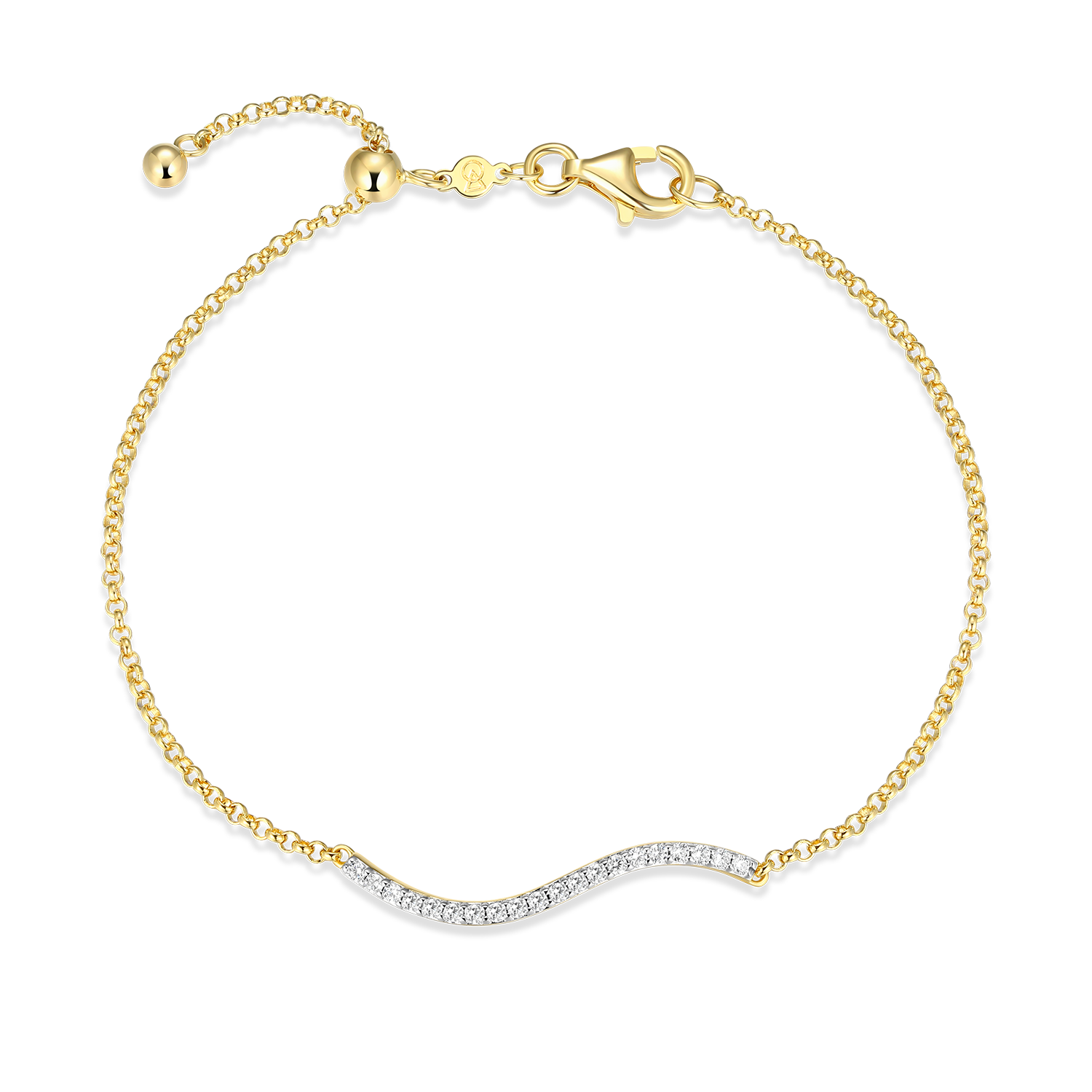 Wavy Bar Lab-Created Diamond Bolo Bracelet in 14K Yellow Gold-Plated Sterling Silver | M by Monte Luna