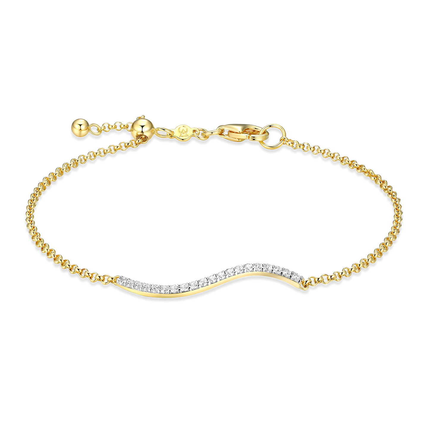 Wavy Bar Lab-Created Diamond Bolo Bracelet in 14K Yellow Gold-Plated Sterling Silver | M by Monte Luna