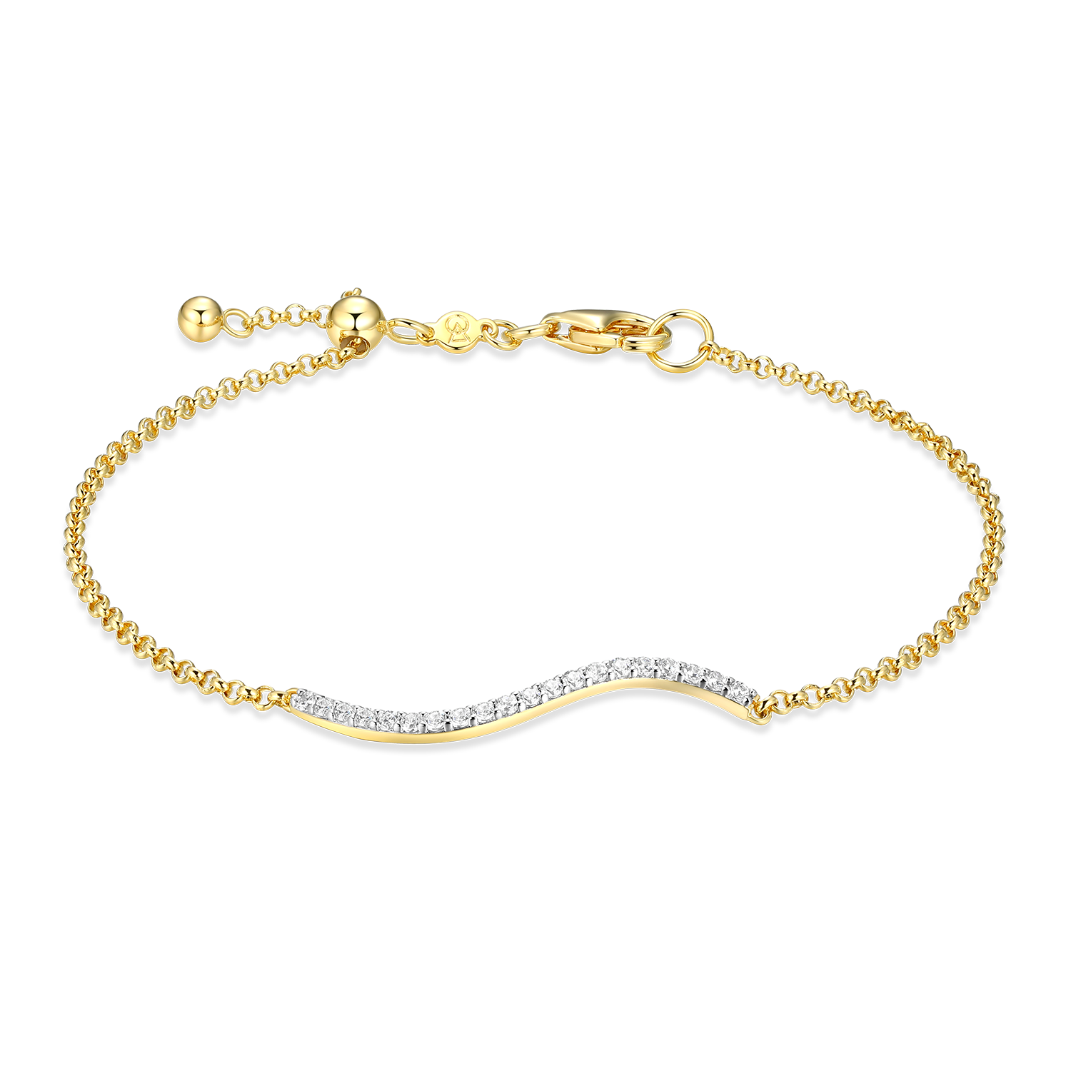 Wavy Bar Lab-Created Diamond Bolo Bracelet in 14K Yellow Gold-Plated Sterling Silver | M by Monte Luna