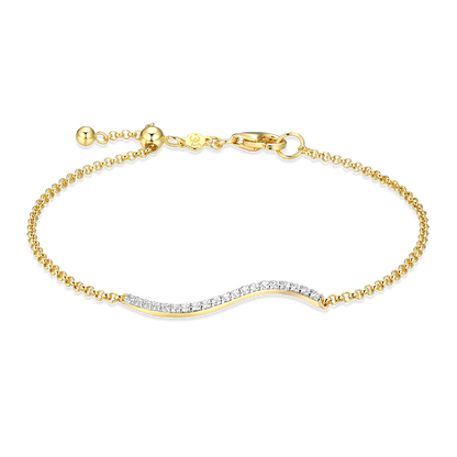 Wavy Bar Lab-Created Diamond Bolo Bracelet in 14K Yellow Gold-Plated Sterling Silver | M by Monte Luna