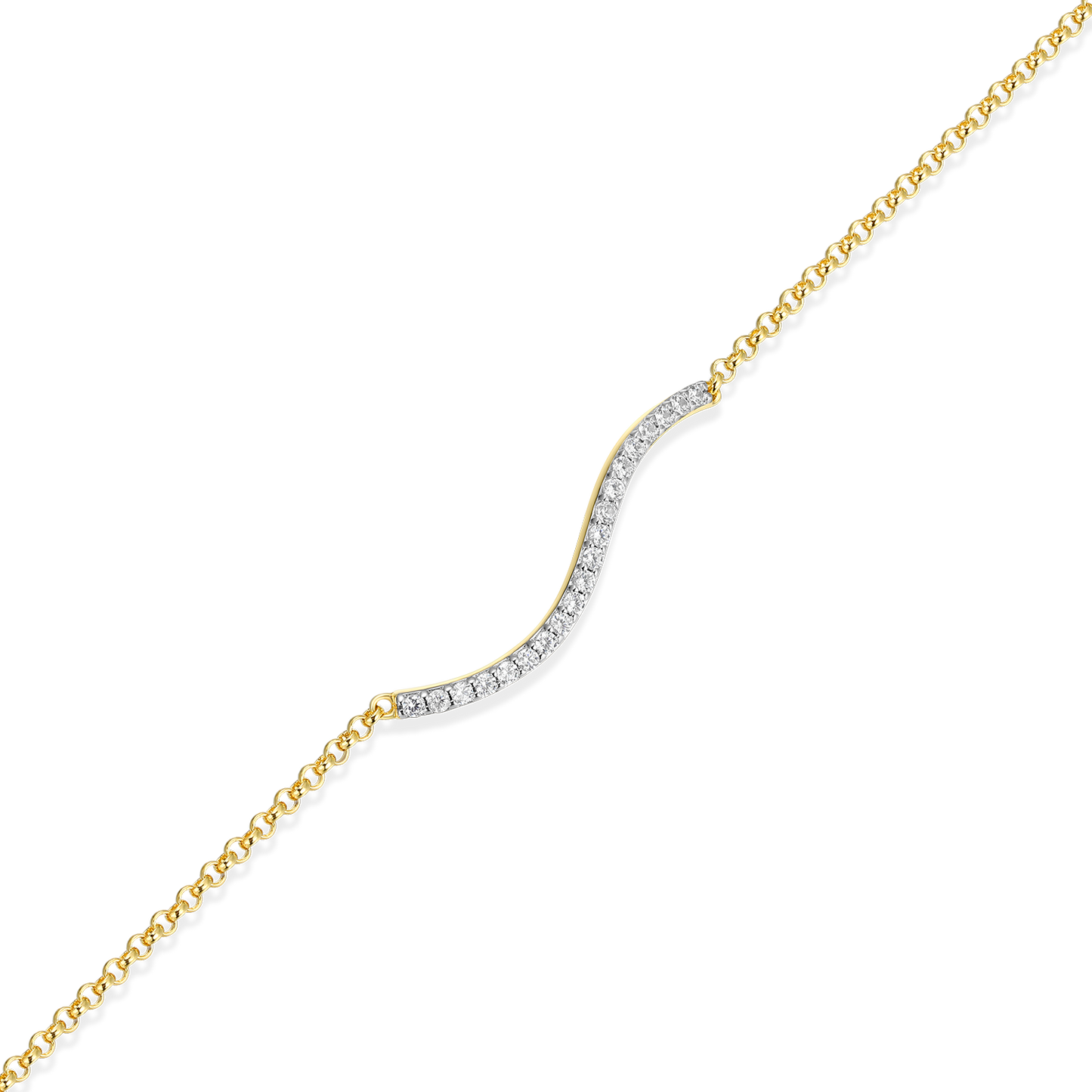 Wavy Bar Lab-Created Diamond Bolo Bracelet in 14K Yellow Gold-Plated Sterling Silver | M by Monte Luna