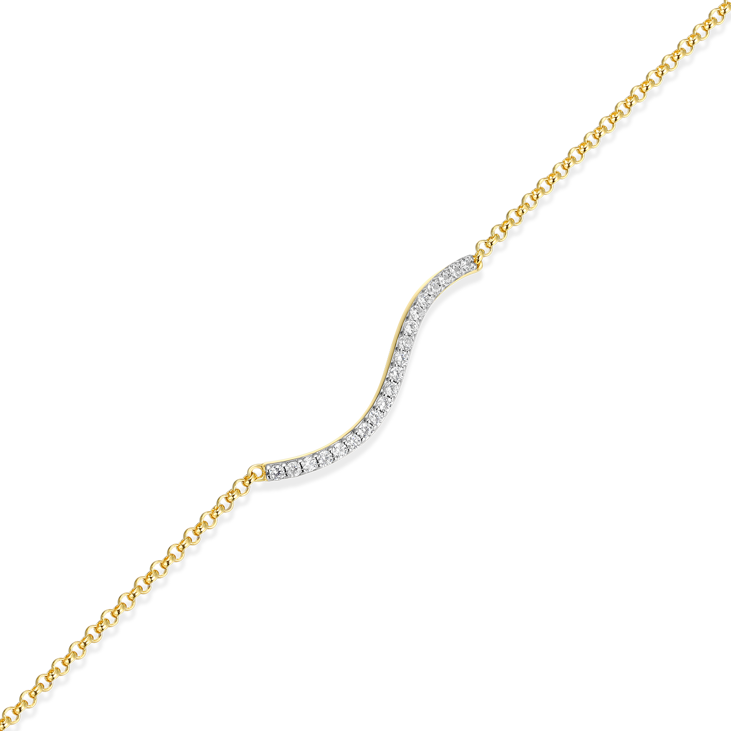 Wavy Bar Lab-Created Diamond Bolo Bracelet in 14K Yellow Gold-Plated Sterling Silver | M by Monte Luna
