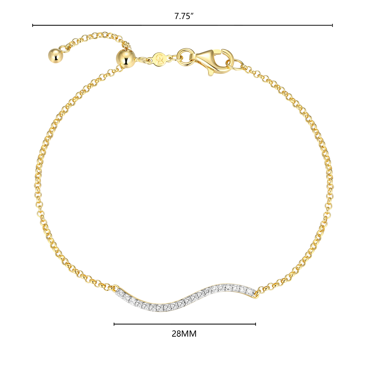 Wavy Bar Lab-Created Diamond Bolo Bracelet in 14K Yellow Gold-Plated Sterling Silver | M by Monte Luna