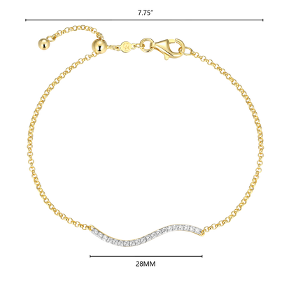 Wavy Bar Lab-Created Diamond Bolo Bracelet in 14K Yellow Gold-Plated Sterling Silver | M by Monte Luna
