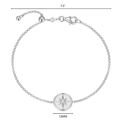 North Star Medallion Lab-Created Diamond Bolo Bracelet in Rhodium-Plated Sterling Silver | M by Monte Luna