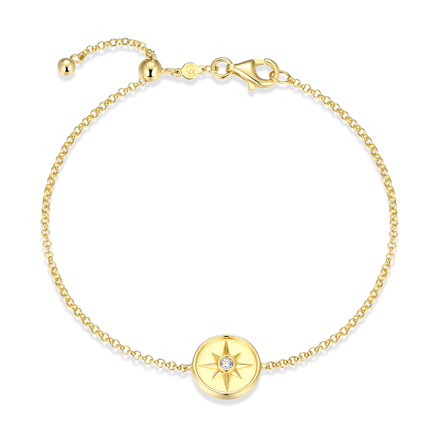 North Star Medallion Lab-Created Diamond Bolo Bracelet in 14K Yellow Gold-Plated Sterling Silver | M by Monte Luna