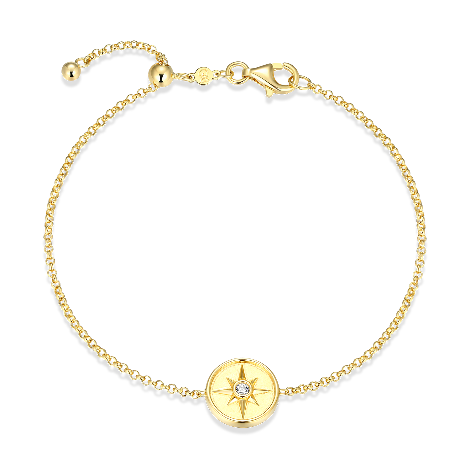 North Star Medallion Lab-Created Diamond Bolo Bracelet in 14K Yellow Gold-Plated Sterling Silver | M by Monte Luna