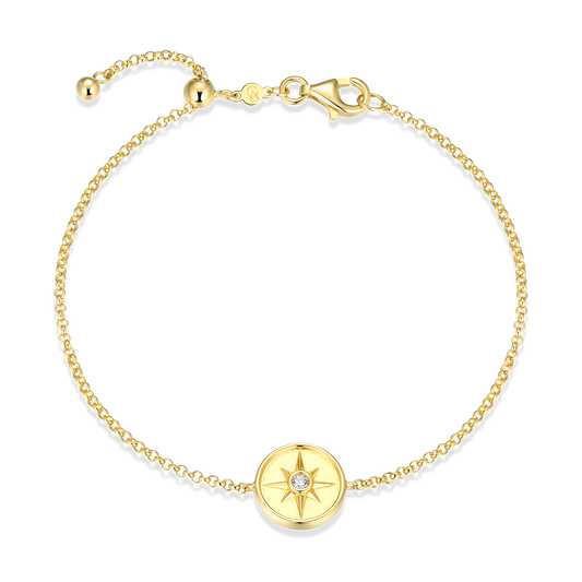 North Star Medallion Lab-Created Diamond Bolo Bracelet in 14K Yellow Gold-Plated Sterling Silver | M by Monte Luna