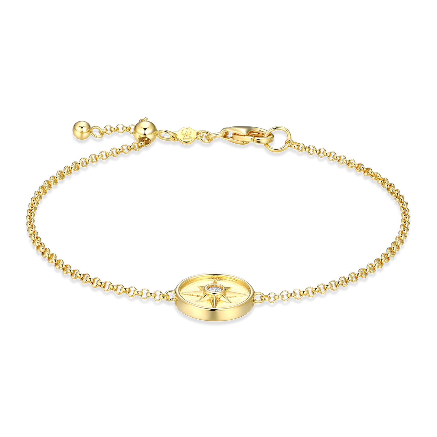 North Star Medallion Lab-Created Diamond Bolo Bracelet in 14K Yellow Gold-Plated Sterling Silver | M by Monte Luna