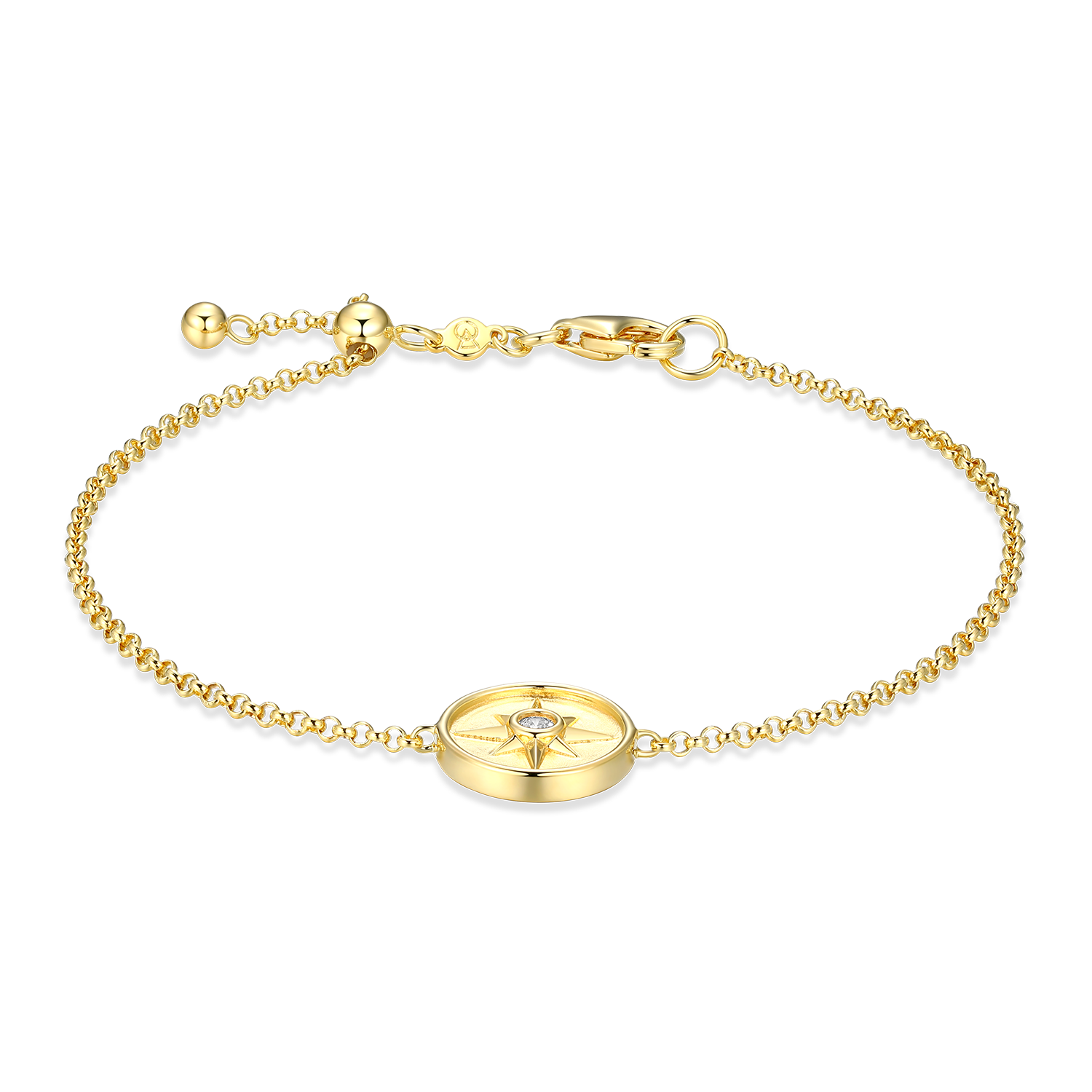 North Star Medallion Lab-Created Diamond Bolo Bracelet in 14K Yellow Gold-Plated Sterling Silver | M by Monte Luna