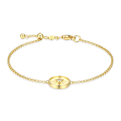 North Star Medallion Lab-Created Diamond Bolo Bracelet in 14K Yellow Gold-Plated Sterling Silver | M by Monte Luna