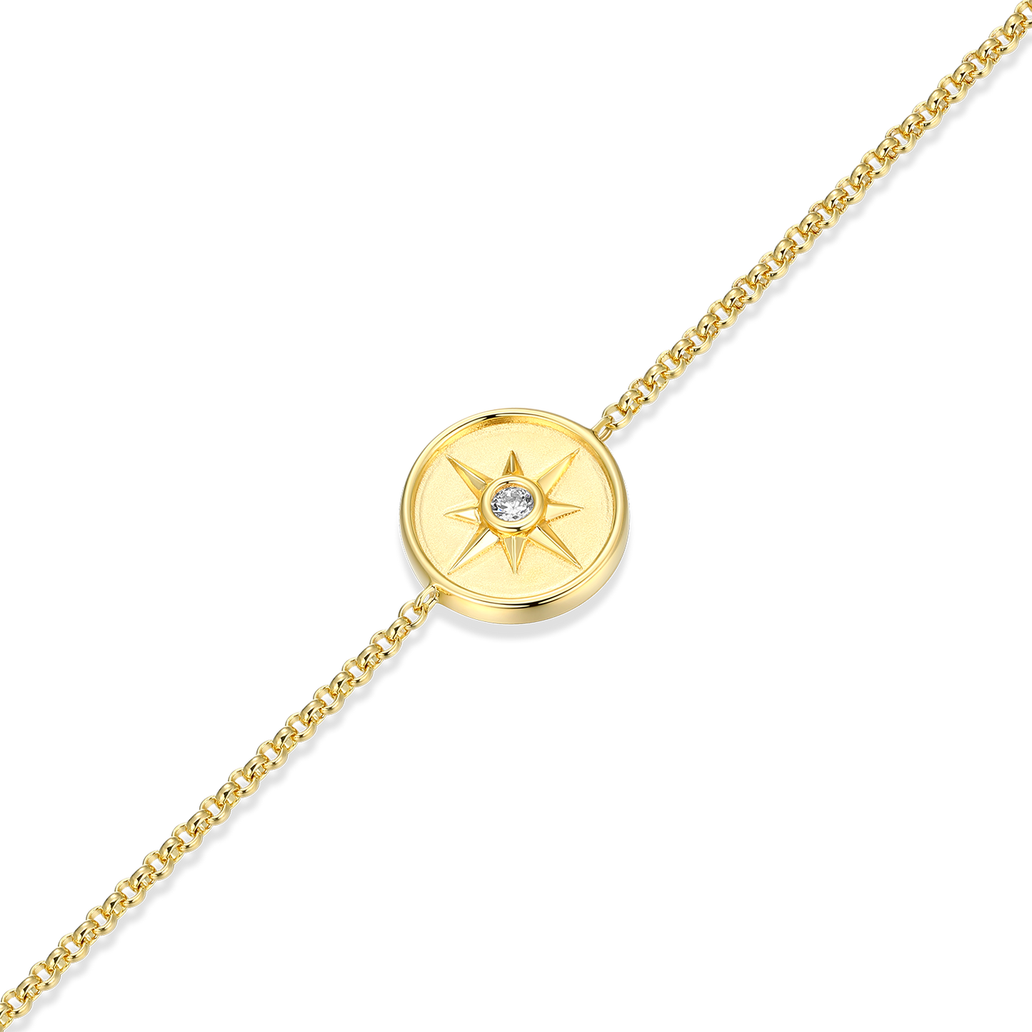 North Star Medallion Lab-Created Diamond Bolo Bracelet in 14K Yellow Gold-Plated Sterling Silver | M by Monte Luna