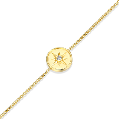 North Star Medallion Lab-Created Diamond Bolo Bracelet in 14K Yellow Gold-Plated Sterling Silver | M by Monte Luna
