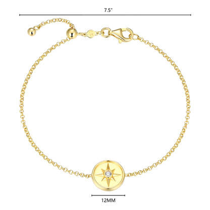 North Star Medallion Lab-Created Diamond Bolo Bracelet in 14K Yellow Gold-Plated Sterling Silver | M by Monte Luna