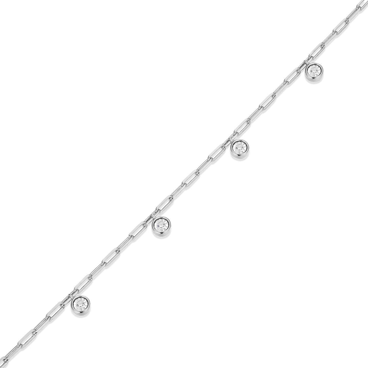 Dangle Station Lab-Created Diamond Mini Paperclip Bracelet in Rhodium-Plated Sterling Silver | M by Monte Luna