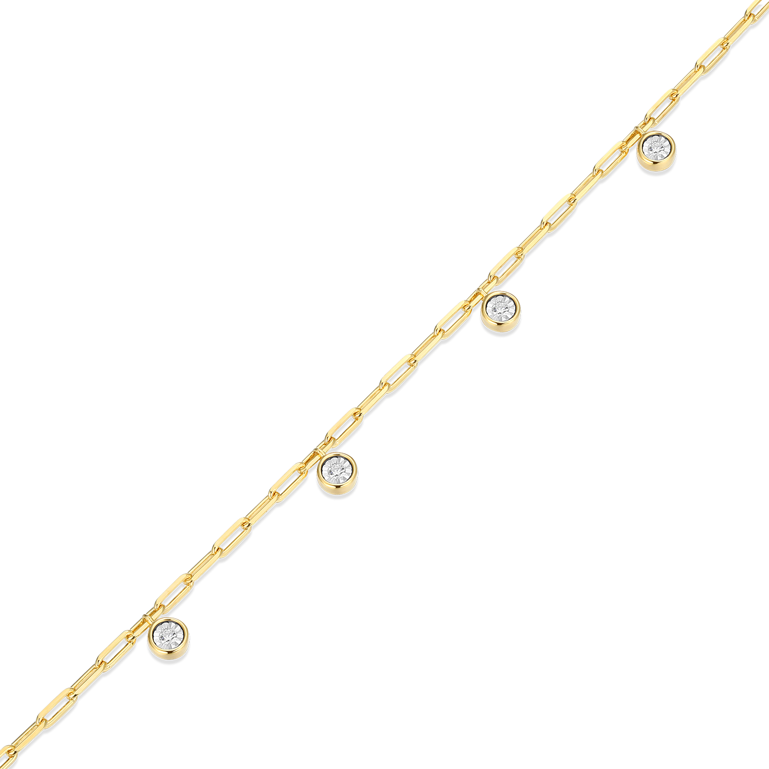 Dangle Station Lab-Created Diamond Mini Paperclip Bracelet in 14K Yellow Gold-Plated Sterling Silver | M by Monte Luna