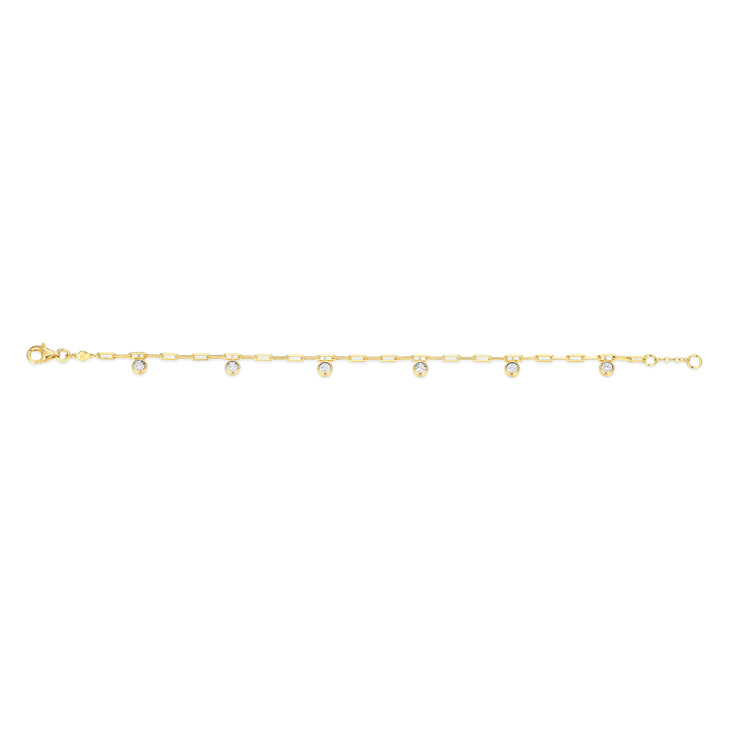 Dangle Station Lab-Created Diamond Mini Paperclip Bracelet in 14K Yellow Gold-Plated Sterling Silver | M by Monte Luna