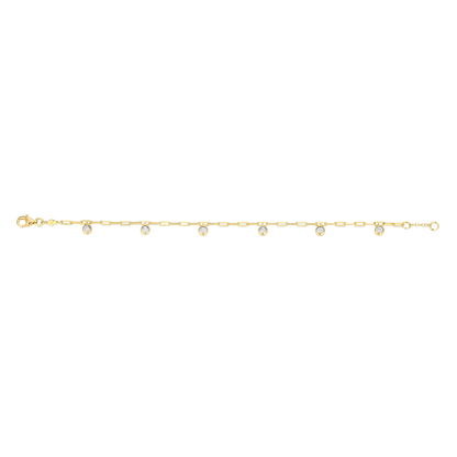 Dangle Station Lab-Created Diamond Mini Paperclip Bracelet in 14K Yellow Gold-Plated Sterling Silver | M by Monte Luna