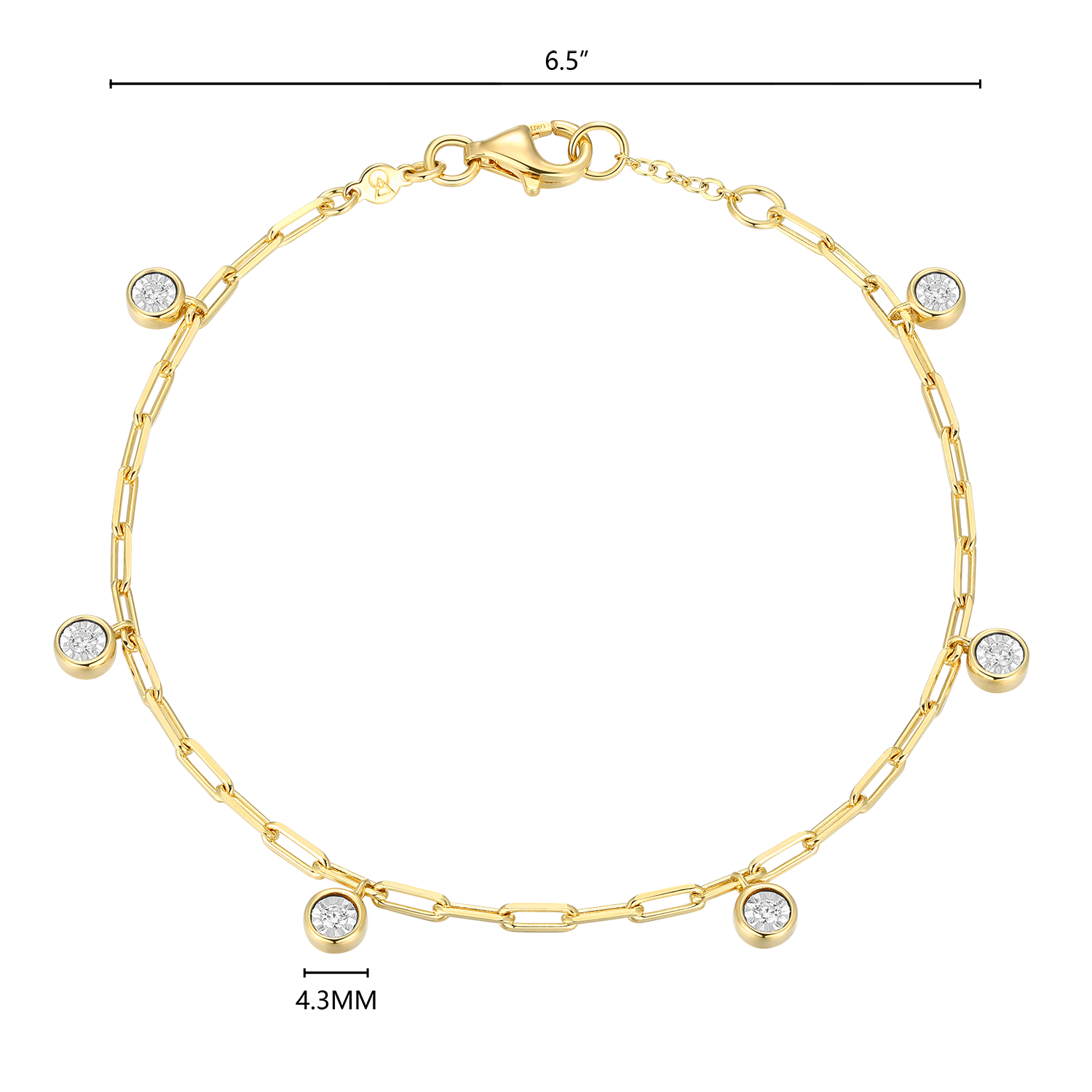 Dangle Station Lab-Created Diamond Mini Paperclip Bracelet in 14K Yellow Gold-Plated Sterling Silver | M by Monte Luna