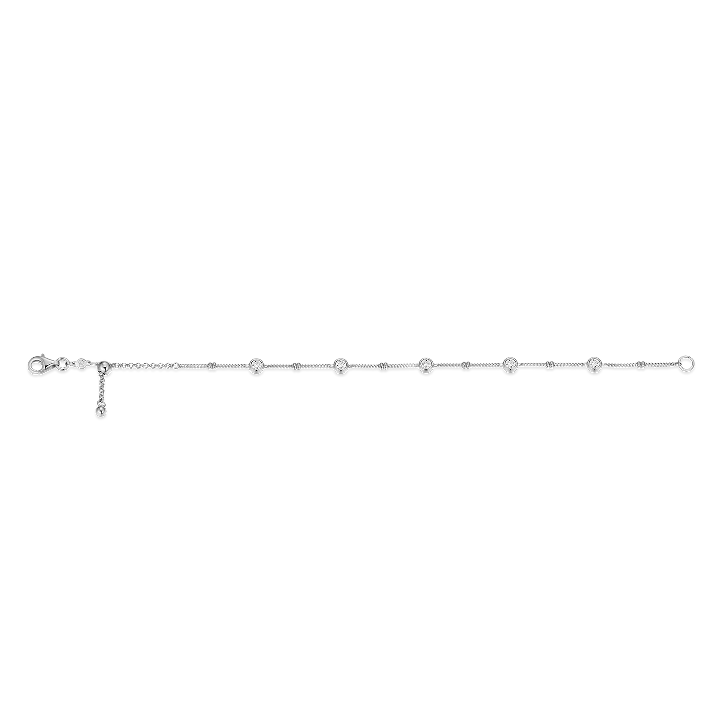 Bezel Station Lab-Created Diamond Beaded Bolo Bracelet in Rhodium-Plated Sterling Silver | M by Monte Luna