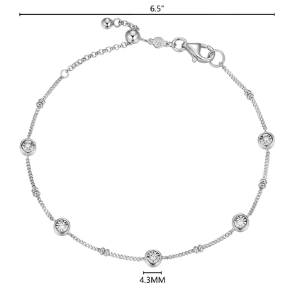 Bezel Station Lab-Created Diamond Beaded Bolo Bracelet in Rhodium-Plated Sterling Silver | M by Monte Luna