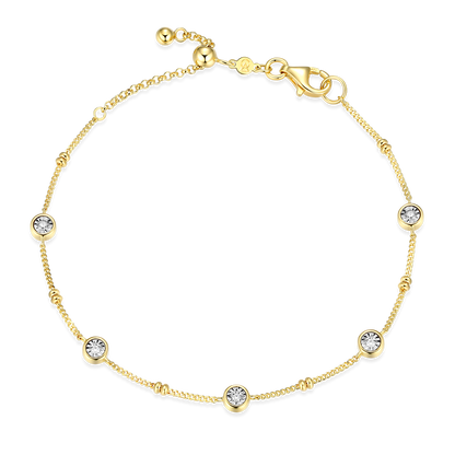 Bezel Station Lab-Created Diamond Beaded Bolo Bracelet in 14K Yellow Gold-Plated Sterling Silver | M by Monte Luna