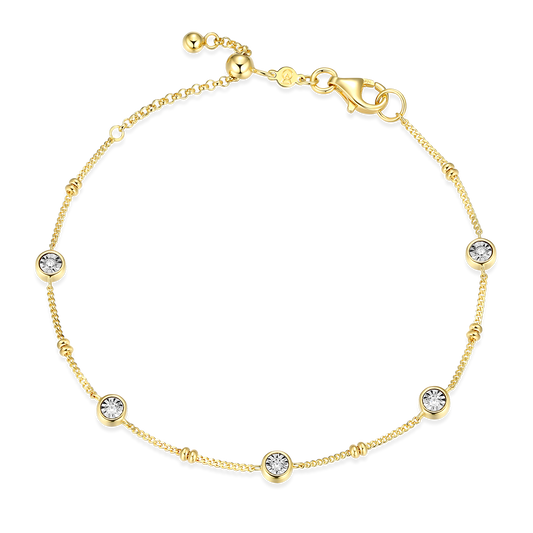 Bezel Station Lab-Created Diamond Beaded Bolo Bracelet in 14K Yellow Gold-Plated Sterling Silver | M by Monte Luna
