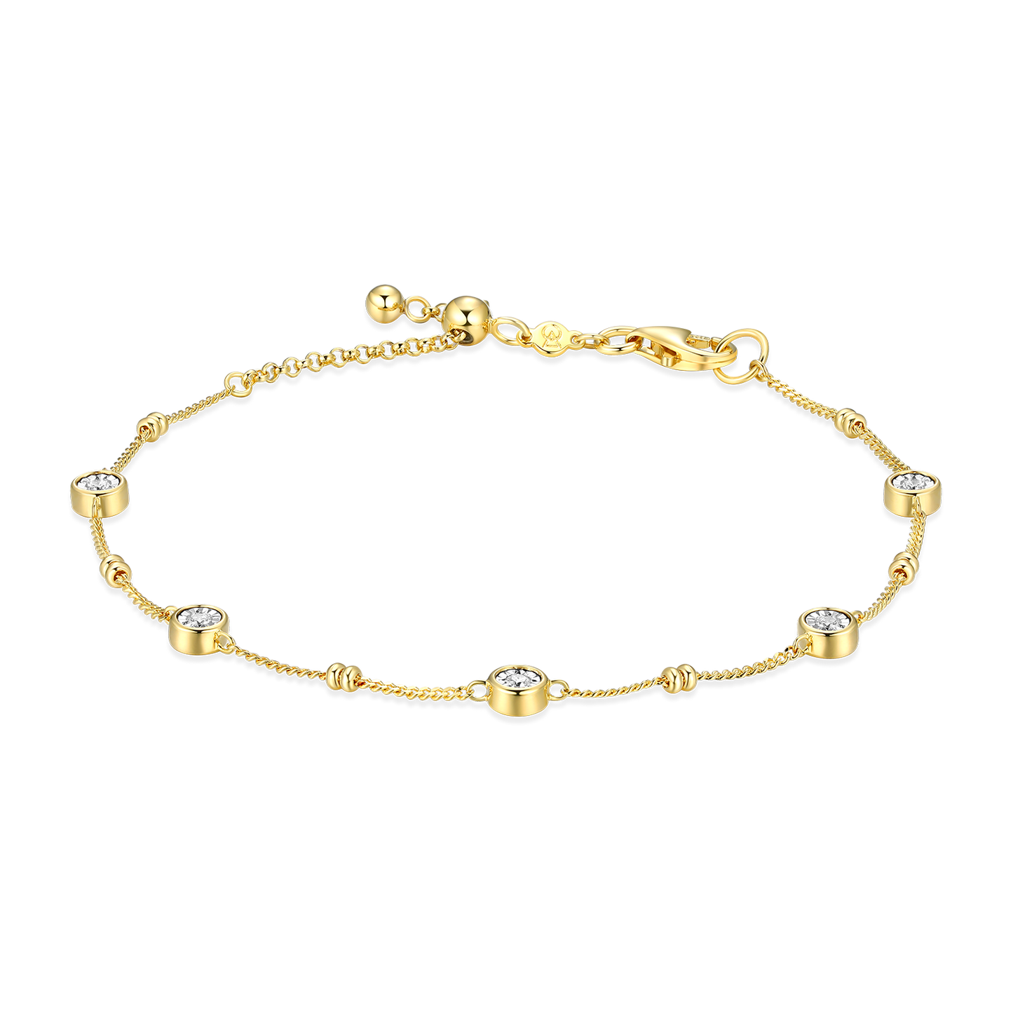 Bezel Station Lab-Created Diamond Beaded Bolo Bracelet in 14K Yellow Gold-Plated Sterling Silver | M by Monte Luna