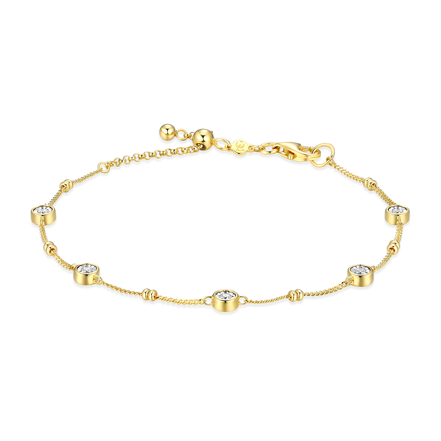 Bezel Station Lab-Created Diamond Beaded Bolo Bracelet in 14K Yellow Gold-Plated Sterling Silver | M by Monte Luna