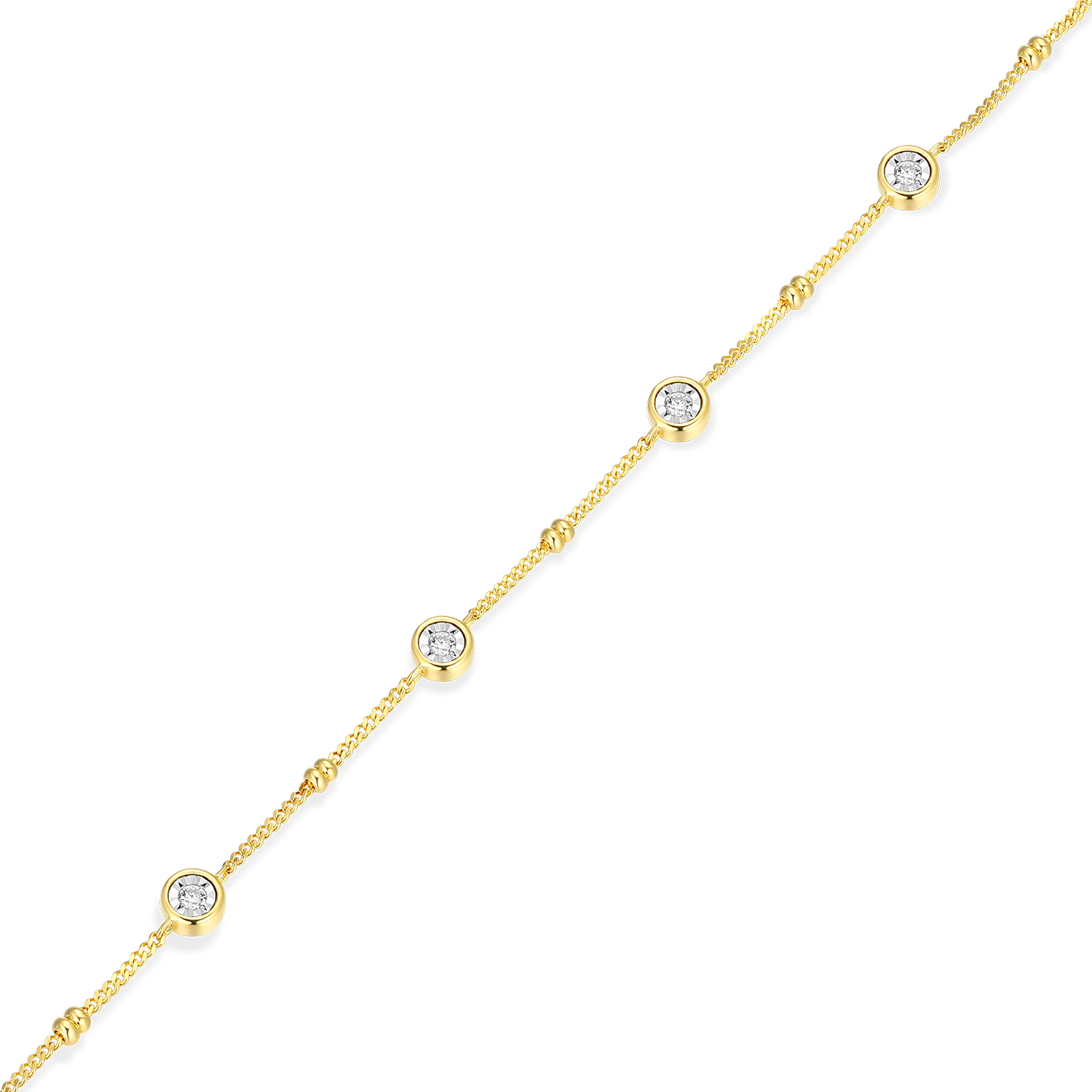 Bezel Station Lab-Created Diamond Beaded Bolo Bracelet in 14K Yellow Gold-Plated Sterling Silver | M by Monte Luna