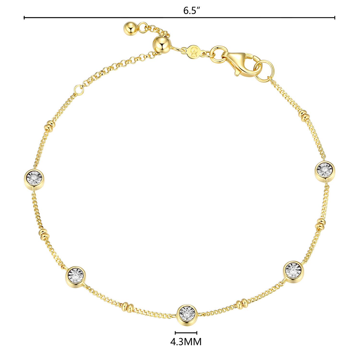 Bezel Station Lab-Created Diamond Beaded Bolo Bracelet in 14K Yellow Gold-Plated Sterling Silver | M by Monte Luna