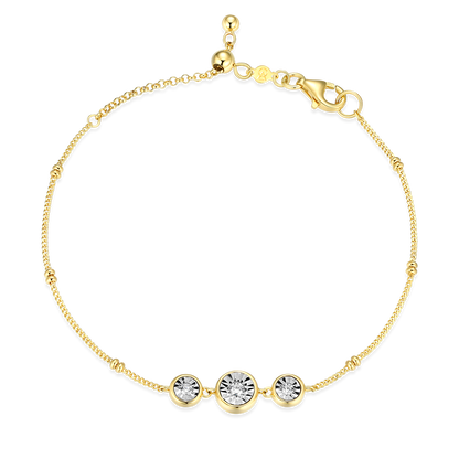 Trio Bezel-Set Lab-Created Diamond Beaded Bolo Bracelet in 14K Yellow Gold-Plated Sterling Silver | M by Monte Luna