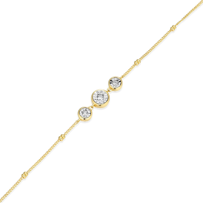 Trio Bezel-Set Lab-Created Diamond Beaded Bolo Bracelet in 14K Yellow Gold-Plated Sterling Silver | M by Monte Luna