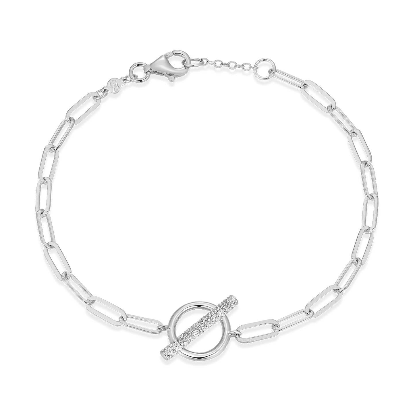 Lab-Created Diamond Toggle-Look Paperclip Bracelet in Rhodium-Plated Sterling Silver | M by Monte Luna