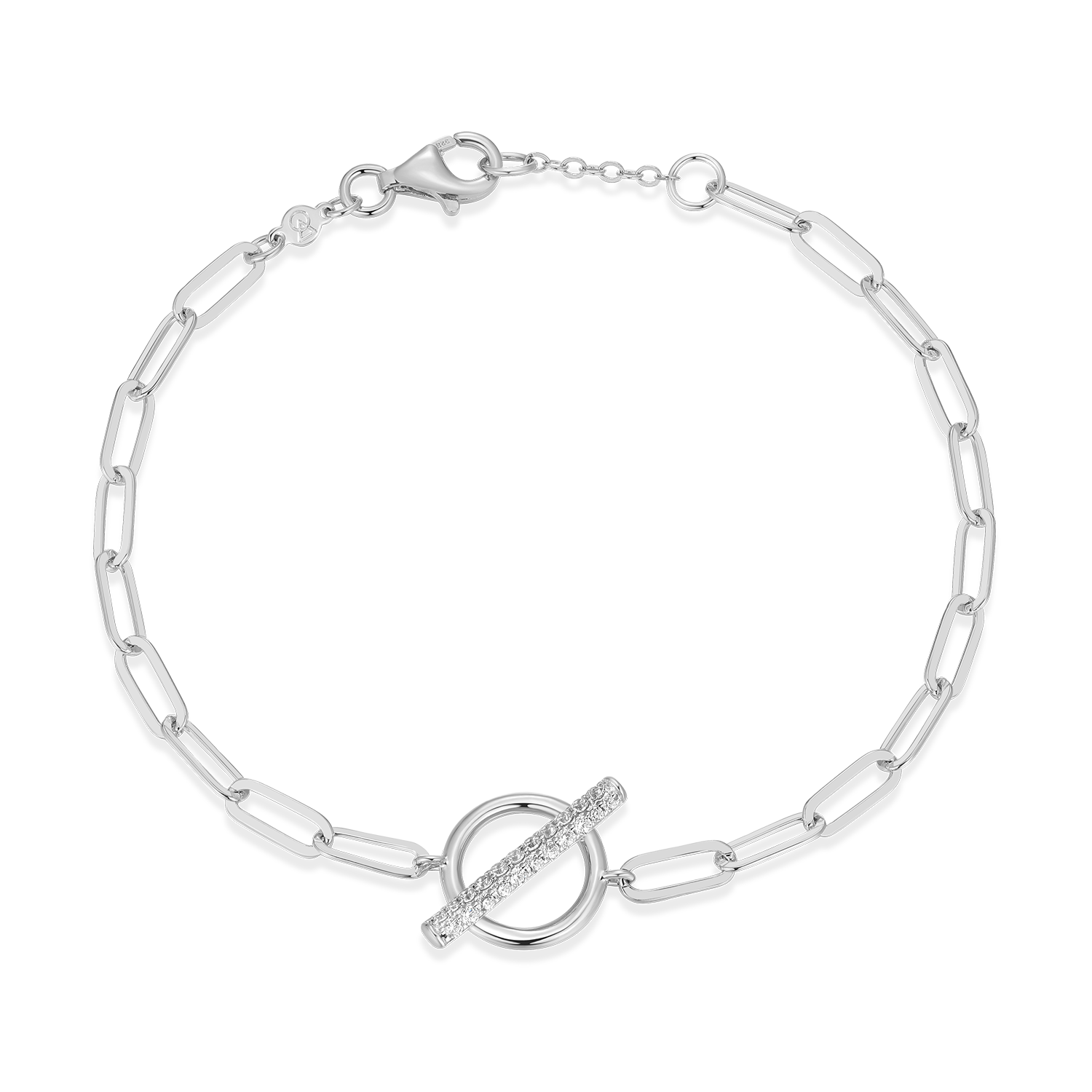 Lab-Created Diamond Toggle-Look Paperclip Bracelet in Rhodium-Plated Sterling Silver | M by Monte Luna